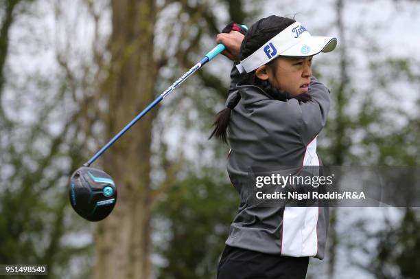 Haruhi Nakatani during practice for the Girls' U16 Open Championship at Fulford Golf Club on April 26, 2018 in York, England.