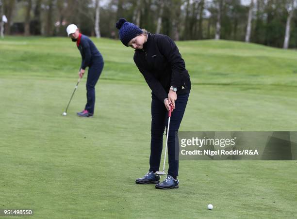 Elena Moosmann during practice for the Girls' U16 Open Championship at Fulford Golf Club on April 26, 2018 in York, England.