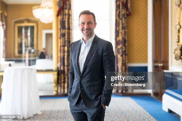 Skuli Mogensen, chief executive officer of Wow Air Ehf, poses for a photograph following an Aviation Club lunch in London, U.K., on Thursday, April...