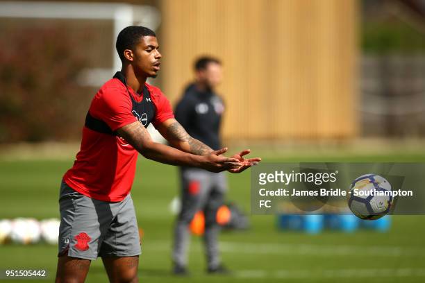 Mario Lemina during a Southampton FC training session at Staplewood Complex on April 26, 2018 in Southampton, England.
