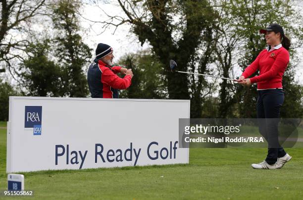 Rebecca Coch during practice for the Girls' U16 Open Championship at Fulford Golf Club on April 26, 2018 in York, England.
