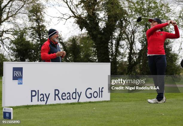 Rebecca Coch during practice for the Girls' U16 Open Championship at Fulford Golf Club on April 26, 2018 in York, England.