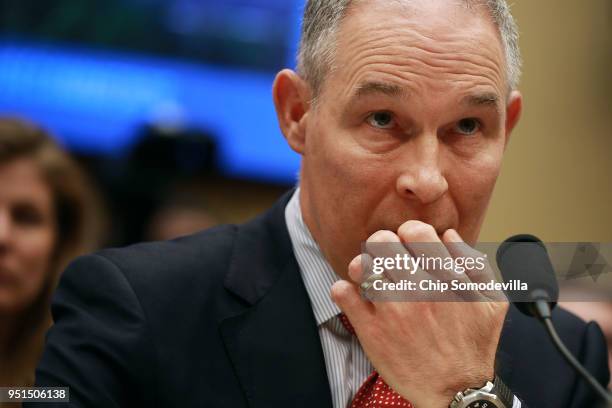 Environmental Protection Agency Administrator Scott Pruitt testifies before the House Energy and Commerce Committee's Environment Subcommittee in the...