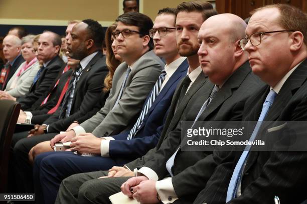Environmental Protection Agency officials, including Chief of Staff Ryan Jackson , listen to Administrator Scott Pruitt testify before the House...
