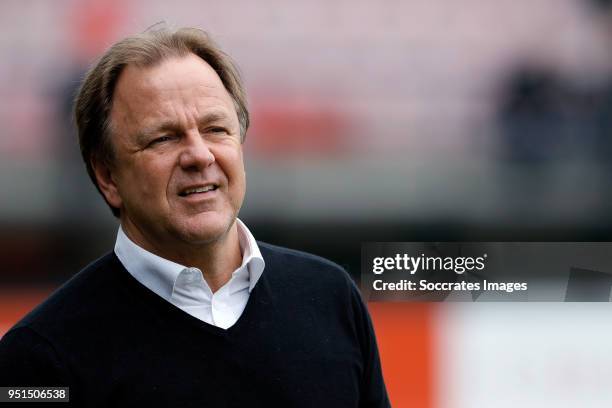 Coach Mike Snoei of Telstar during the Dutch Jupiler League match between NEC Nijmegen v Telstar at the Goffert Stadium on April 2, 2018 in Nijmegen...