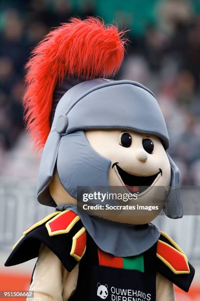 Mascotte of NEC Nijmegen during the Dutch Jupiler League match between NEC Nijmegen v Telstar at the Goffert Stadium on April 2, 2018 in Nijmegen...