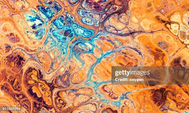 creative ebru background with abstract painted waves - acryl auf leinwand stock-fotos und bilder