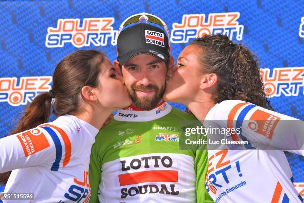 Podium / Thomas De Gendt of Belgium and Team Lotto Soudal Green Sprint Jersey / Celebration / during the 72nd Tour de Romandie 2018, Stage 2 a...