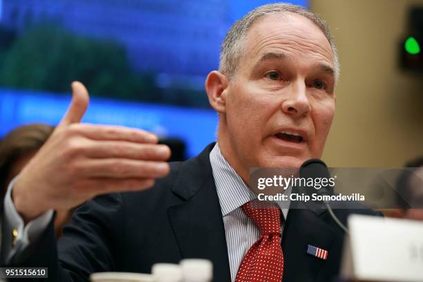 Environmental Protection Agency Administrator Scott Pruitt testifies before the House Energy and Commerce Committee's Environment Subcommittee in the...