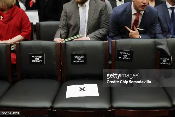 Piece of paper with "X" marks the chair where Environmental Protection Agency Administrator Scott Pruitt's security agent will sit while Pruitt...