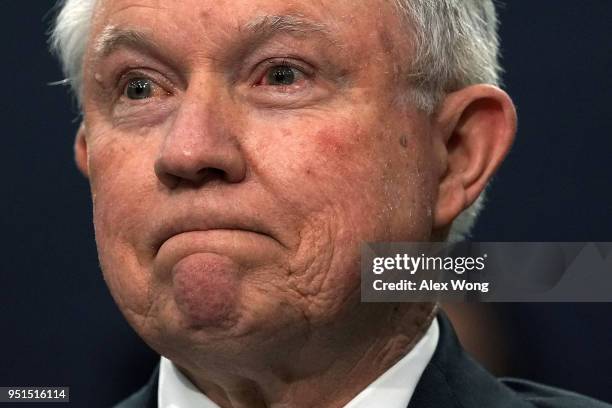 Attorney General Jeff Sessions waits for the beginning of a hearing before the Commerce, Justice, Science, and Related Agencies Subcommittee of the...