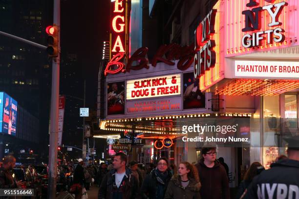 View of the marquee at B.B. King Blues Club & Grill on April 25, 2018 in New York City.