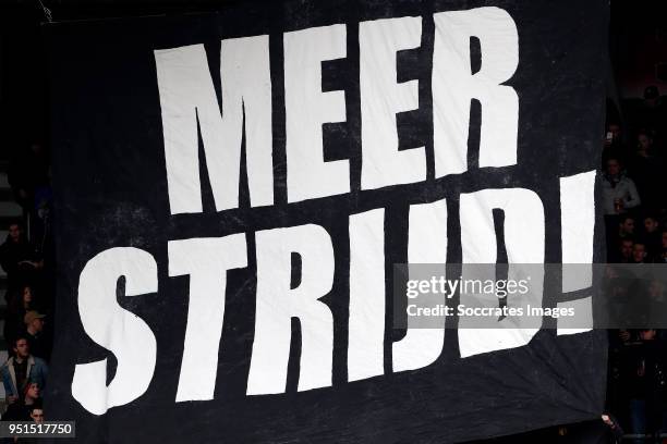 Flag of supporters of NEC Nijmegen during the Dutch Jupiler League match between NEC Nijmegen v Telstar at the Goffert Stadium on April 2, 2018 in...