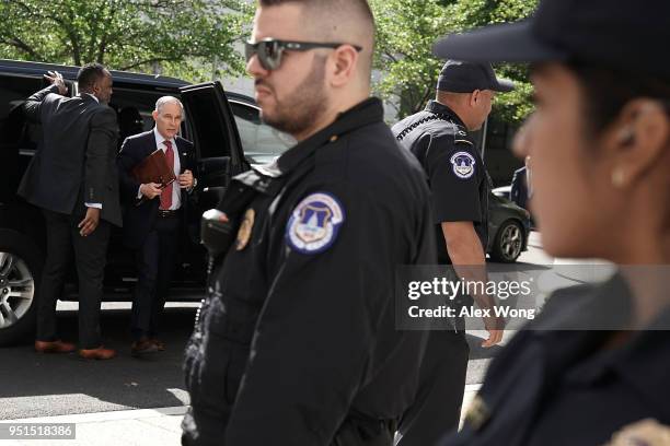 Environmental Protection Agency Administrator Scott Pruitt arrives at Rayburn House Office Building to testify at a hearing before the Environment...