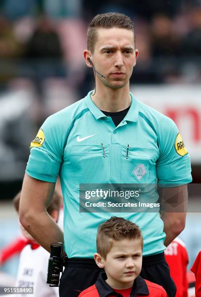 Referee Christaan Bax during the Dutch Jupiler League match between NEC Nijmegen v Telstar at the Goffert Stadium on April 2, 2018 in Nijmegen...