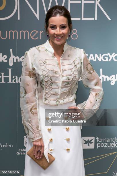 Virginia Troconis attends the Petite Fashion Week fashion show on April 26, 2018 in Madrid, Spain.