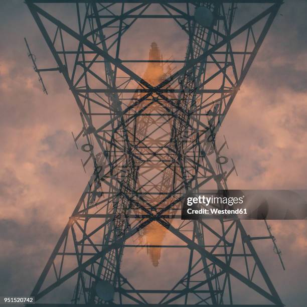 cuba, power pylon, upward view - sancti spiritus stock-fotos und bilder