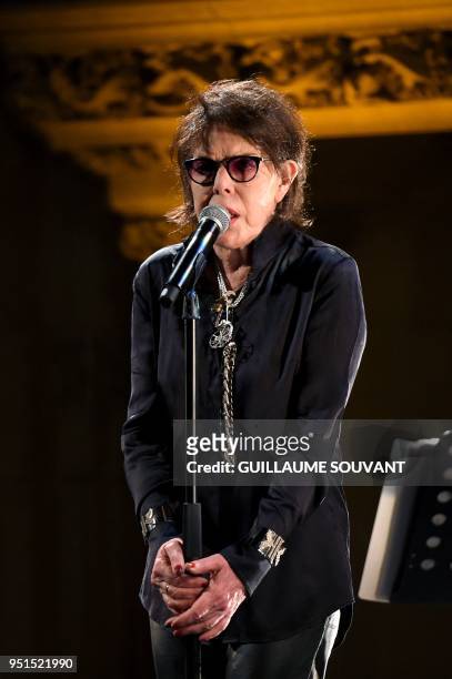 French actress and singer Dani performs on stage during the 42th edition of "Le Printemps de Bourges" rock and pop music festival in Bourges on April...