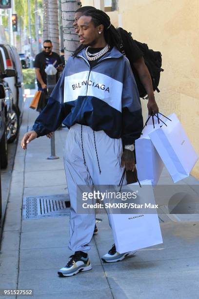 Quavo is seen on April 25, 2018 in Los Angeles, CA.