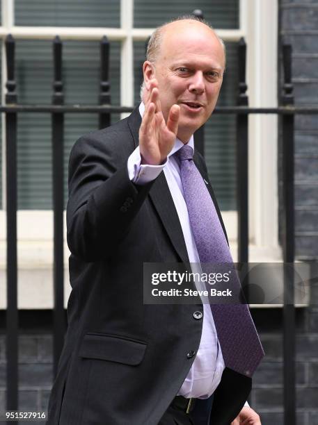 Chris Grayling British Secretary of State for Transport leaves Downing Street after a meeting with the Prime Minister on April 26, 2018 in London,...