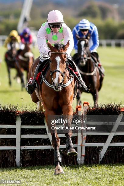 David Mullins riding Faugheen clear the last to win The Ladbrokes Champion Stayers Hurdle at Punchestown racecourse on April 26, 2018 in Naas,...