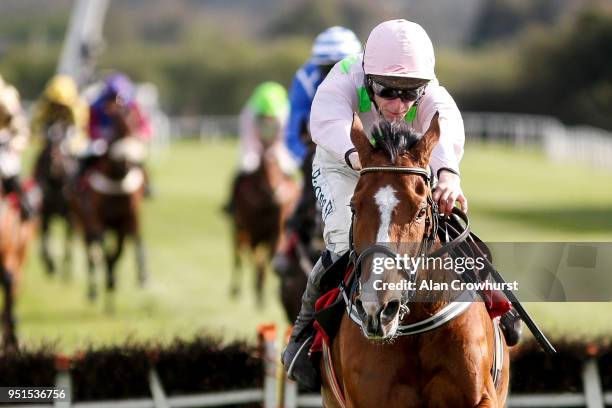 David Mullins riding Faugheen clear the last to win The Ladbrokes Champion Stayers Hurdle at Punchestown racecourse on April 26, 2018 in Naas,...