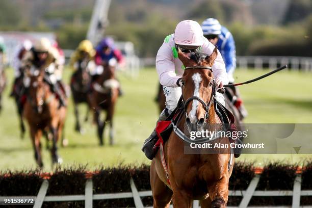 David Mullins riding Faugheen clear the last to win The Ladbrokes Champion Stayers Hurdle at Punchestown racecourse on April 26, 2018 in Naas,...