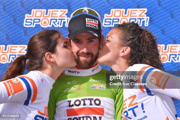 Podium / Thomas De Gendt of Belgium and Team Lotto Soudal / Green sprints jersey Celebration / during the 72nd Tour de Romandie 2018, Stage 2 a...