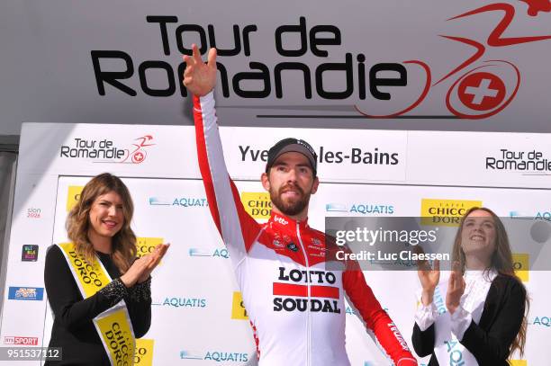 Podium / Thomas De Gendt of Belgium and Team Lotto Soudal / Celebration / during the 72nd Tour de Romandie 2018, Stage 2 a 173,9km stage from...