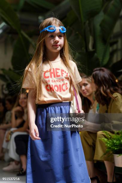 Model the Catwalk the Petite CHARHADAS Fashion Week fashion show on April 26, 2018 in Madrid, Spain