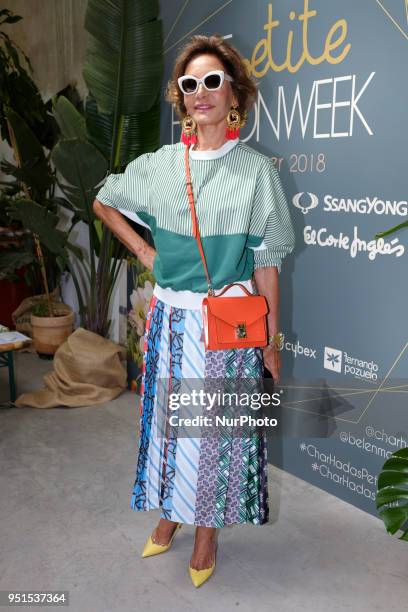 Naty Abascal arrives at the Petite Fashion Week fashion show on April 26, 2018 in Madrid, Spain. (