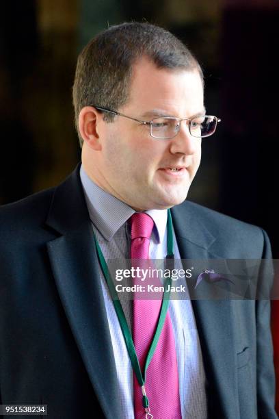 Independent MSP Mark McDonald on the way to First Minister's Questions in the Scottish Parliament, on April 26, 2018 in Edinburgh, Scotland.