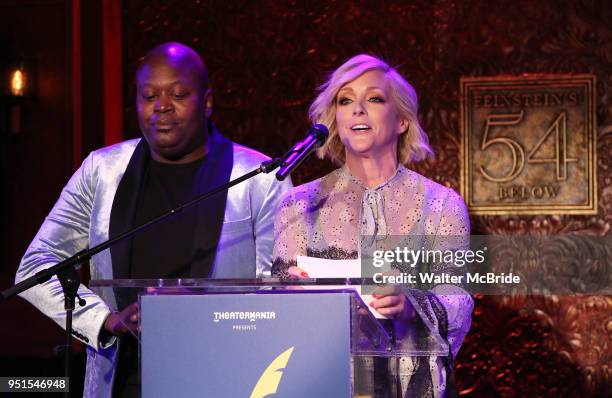 Tituss Burgess and Jane Krakowski during the 2018 Drama Desk Awards Nominations at Feinstein's/54 Below on April 26, 2018 in New York City.