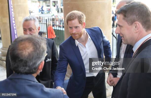 Prince Harry arrives to officially open the Greenhouse Sports Centre on April 26, 2018 in London, England. The centre will provide coaching and...