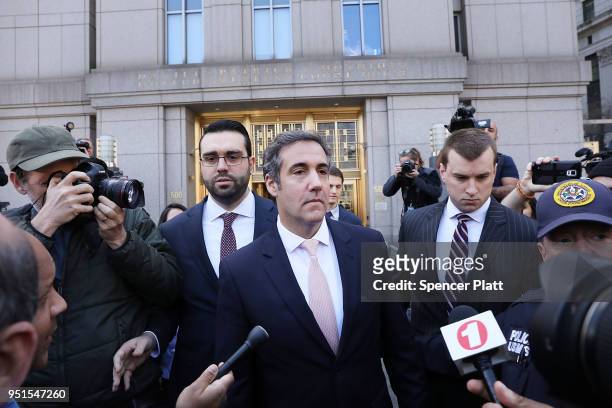 Michael Cohen, longtime personal lawyer and confidante for President Donald Trump, leaves the United States District Court Southern District of New...