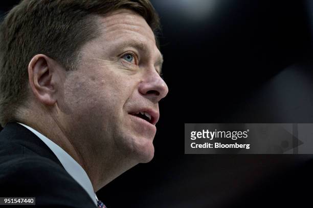 Jay Clayton, chairman of the U.S. Securities and Exchange Commission , speaks during a House Appropriations Subcommittee hearing in Washington D.C.,...