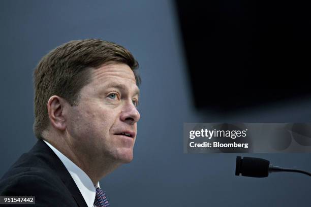 Jay Clayton, chairman of the U.S. Securities and Exchange Commission , speaks during a House Appropriations Subcommittee hearing in Washington D.C.,...