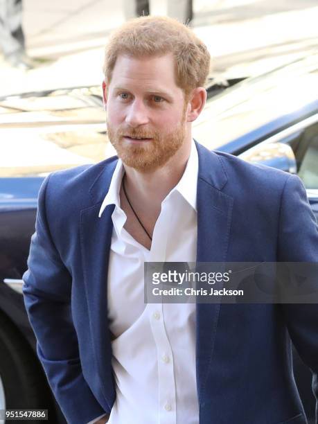 Prince Harry arrives to officially open the Greenhouse Sports Centre on April 26, 2018 in London, England. The centre will provide coaching and...