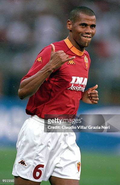 Aldair of Roma on the ball during the Pre-Season Friendly match against AEK Athens at the Stadio Olimpico in Rome. \ Mandatory Credit: Claudio Villa...