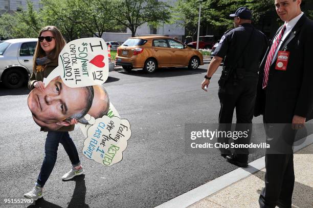 Group of protesters gather outside the Rayburn House Office Building where Environmental Protection Agency Administrator Scott Pruitt is scheduled to...