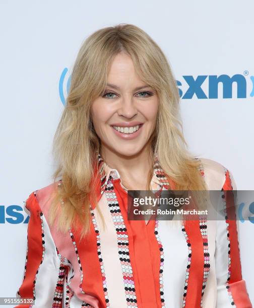 Kylie Minogue visits at SiriusXM Studios on April 26, 2018 in New York City.