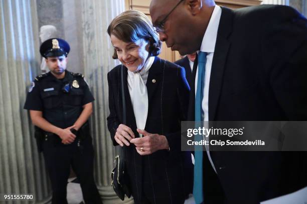 Senate Judiciary Committee ranking member Sen. Dianne Feinstein heads to the Senate Chamber for a vote after the Judiciary Committee voted 14-7 to...