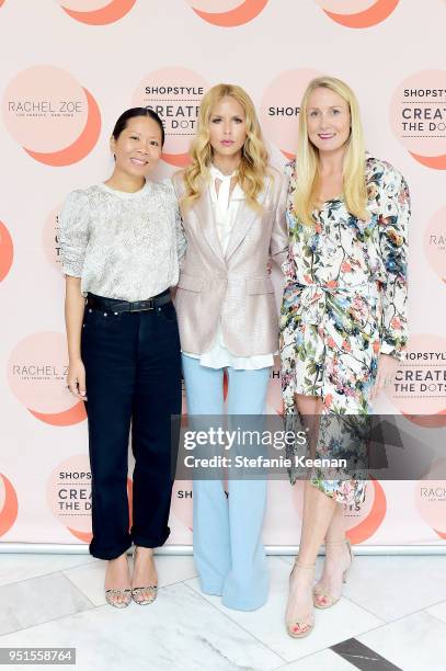 Marcy Medina, Rachel Zoe, and Alison Zemny Stiefel attend ShopStyle 'Create The Dots' Speaker Series Featuring Rachel Zoe at The London West...