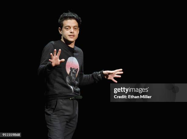 Actor Rami Malek speaks onstage during CinemaCon 2018- 20th Century Fox Invites You to a Special Presentation Highlighting Its Future Release...