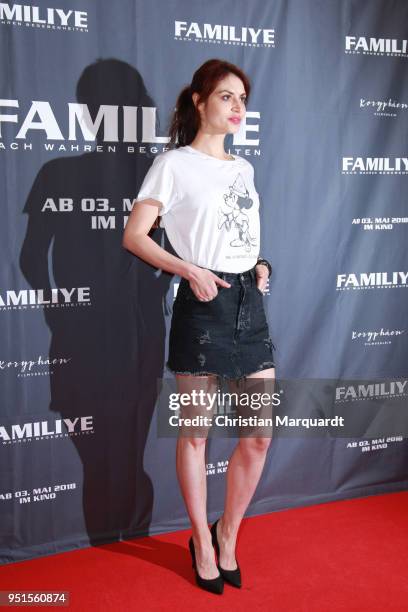 Actress Violetta Schurawlow attends the premiere of 'Familiye' at Cinemaxx on April 26, 2018 in Berlin, Germany.