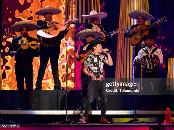 Pictured: Christian Nodal performs during rehearsals at the Mandalay Bay Resort and Casino in Las Vegas, NV on April 25, 2018 --