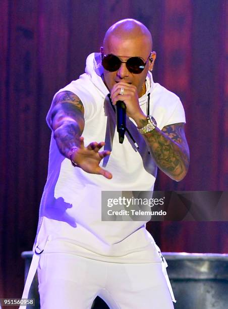 Pictured: Wisin performs during rehearsals at the Mandalay Bay Resort and Casino in Las Vegas, NV on April 25, 2018 --