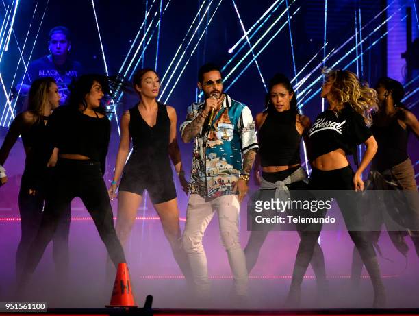 Pictured: Maluma performs during rehearsals at the Mandalay Bay Resort and Casino in Las Vegas, NV on April 25, 2018 --