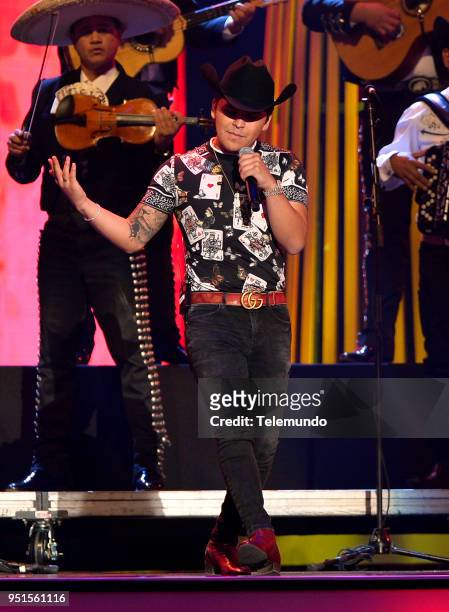 Pictured: Christian Nodal performs during rehearsals at the Mandalay Bay Resort and Casino in Las Vegas, NV on April 25, 2018 --