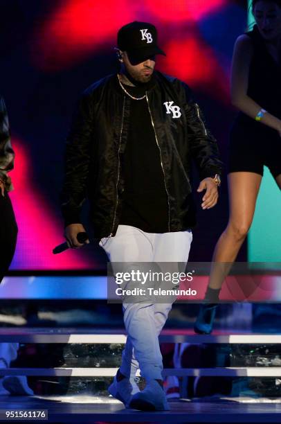 Pictured: Nicky Jam performs during rehearsals at the Mandalay Bay Resort and Casino in Las Vegas, NV on April 25, 2018 --